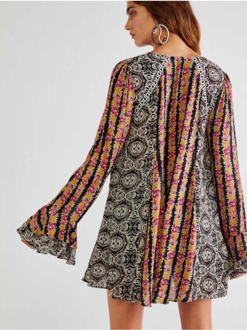 Free People Falling into you Boho Floral V-Neck Tunic baby doll dress - Picture 2 of 9